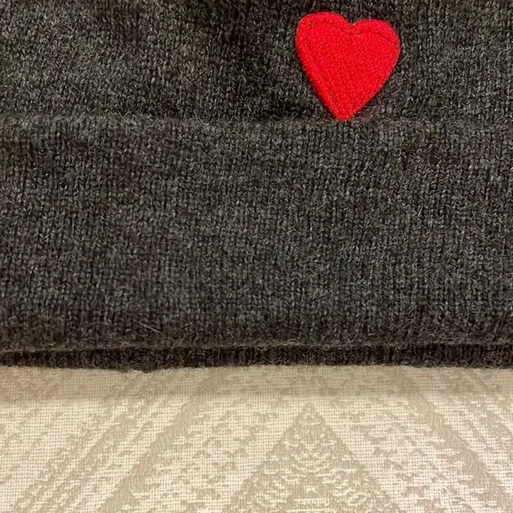 Autumn Cashmere Kids Dark Grey with Heart Winter Hat